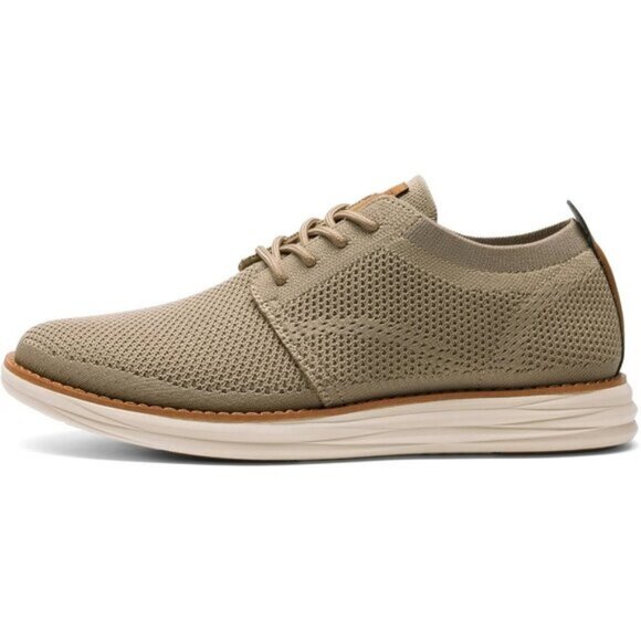⚡Bruno Marc Men Khaki Knit Flex Mesh Oxfords Lace-Up Lightweight Casual Sneakers - Picture 3 of 7